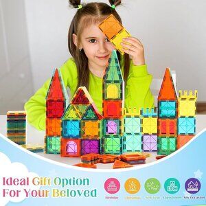 Magnetic Building Tiles for Kids,104PCS Educational Magnetic‎ Stacking Block